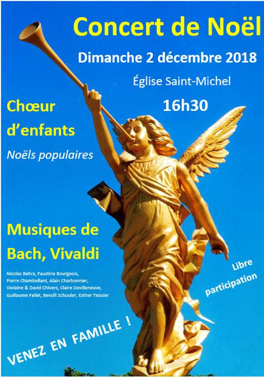 Concert dimanche 2 décembre 16h30 à St Michel, Versailles (78).